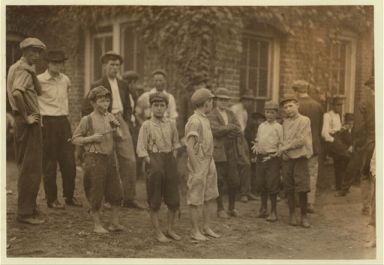 A few of the young boys working in the Cannon Mills, Concord, N.C., but only a few of them and not the smallest, Concord, NC, 1912. Image courtesy of Library of Congress.