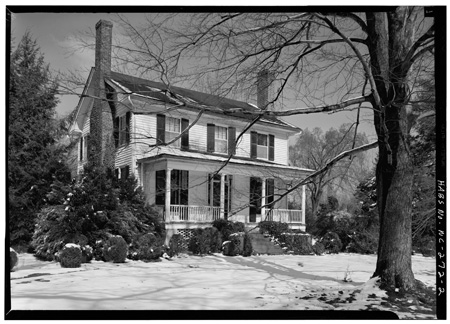 Photograph of the Nash-Hooper House, Hillsborough, NC, built by Francis Nash. Image from the Historic American Buildings Survey, Library of Congress Prints & Photographs Online Catalog.