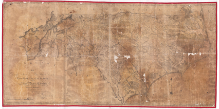 Jonathan Price and John Strother's "First Actual Survey," engraved by W. Harrison, published 1808. From the collections of the State Archives of North Carolina. Presented on North Carolina Maps at the University of North Carolina at Chapel Hill.